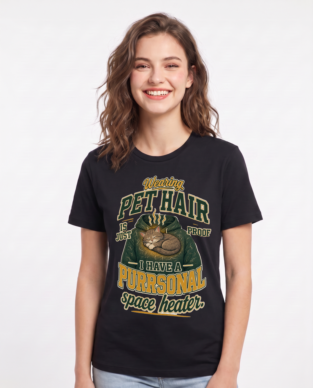Cat Lover Black T-Shirt for Women – Everyday Expression Graphic Tee product image 3