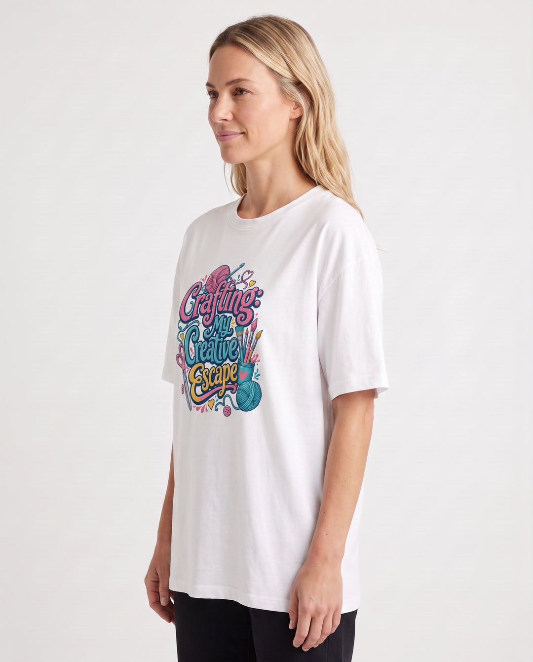 Crafting: My Creative Escape White T-Shirt mockup 2