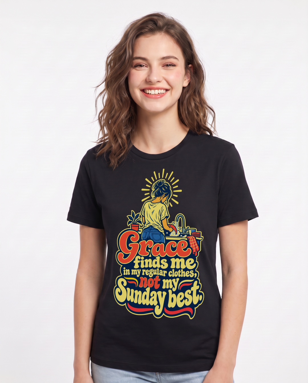 Christian Faith Black T-Shirt for Women – Everyday Expression Graphic Tee product image 3