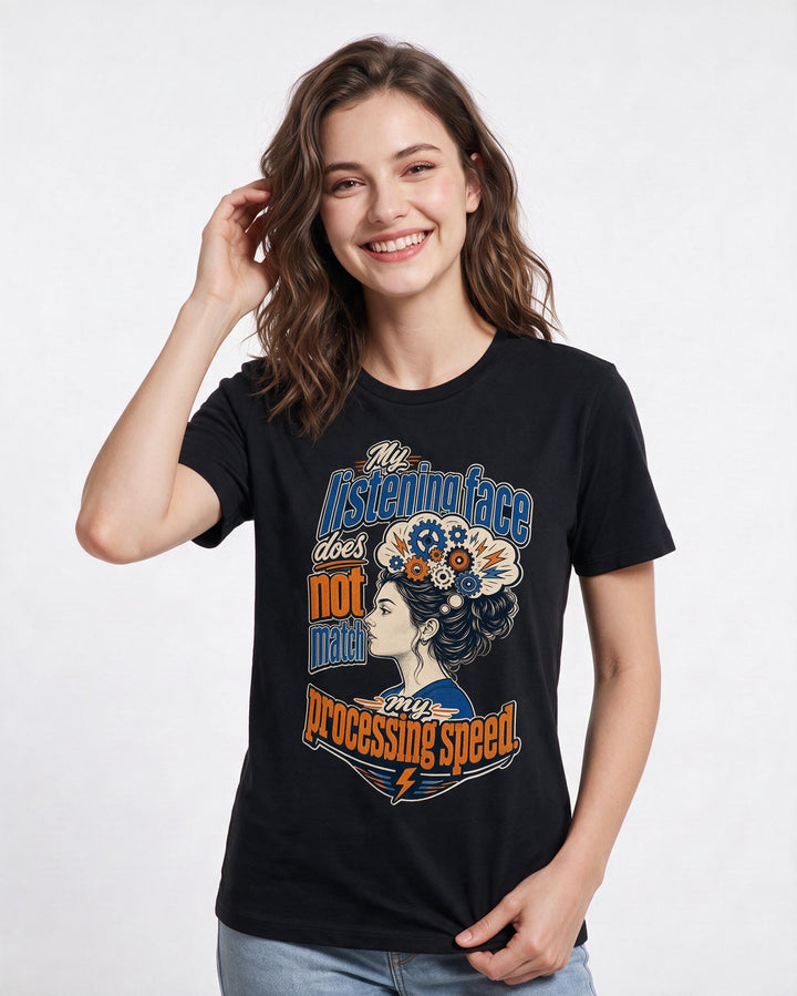 Neurodiversity Black T-Shirt for Women – Everyday Expression Graphic Tee product image 1