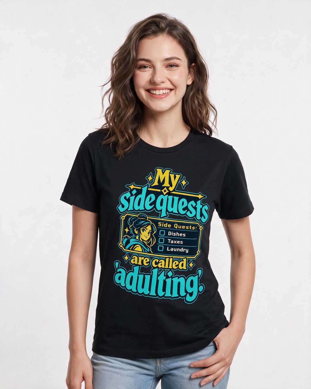 Gaming Black T-Shirt for Women – Game Night Graphic Tee product image 1