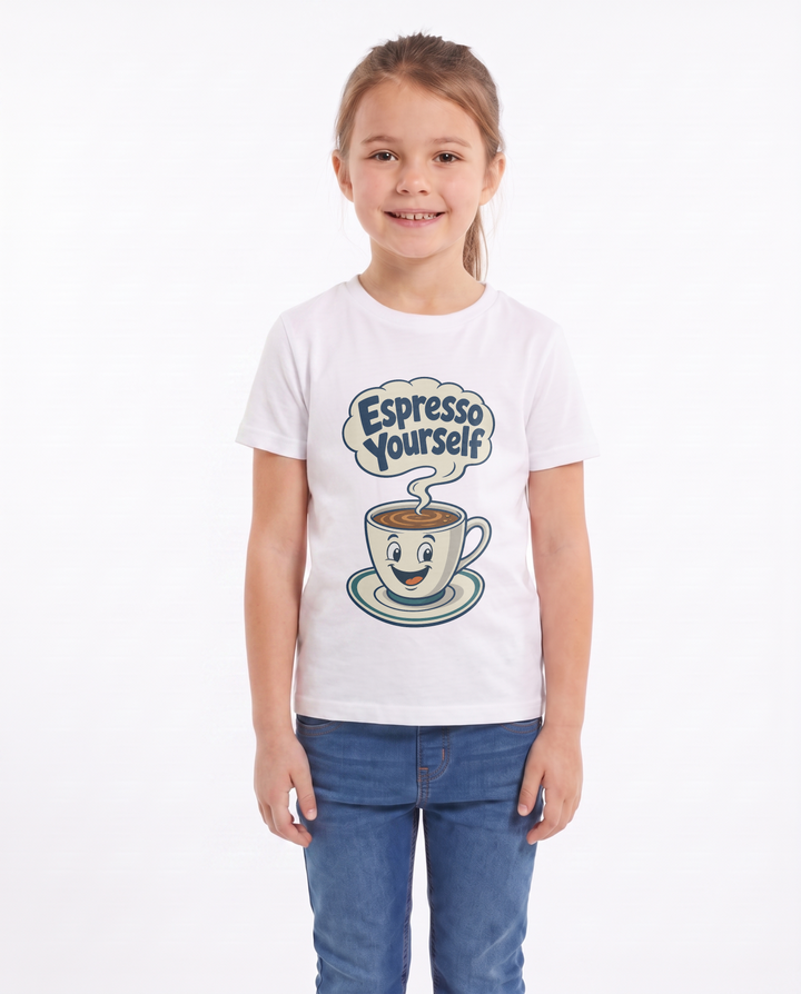 Espresso Yourself White T-Shirt mockup 1