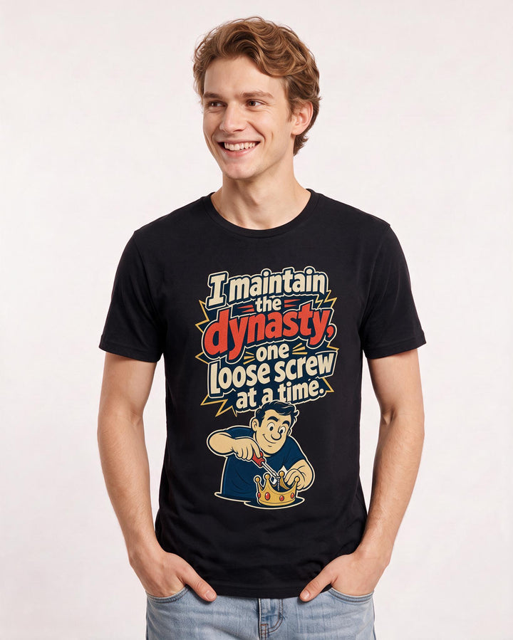 Mom Men's Black T-Shirt – I maintain the dynasty, one loose screw at a time. product image 3