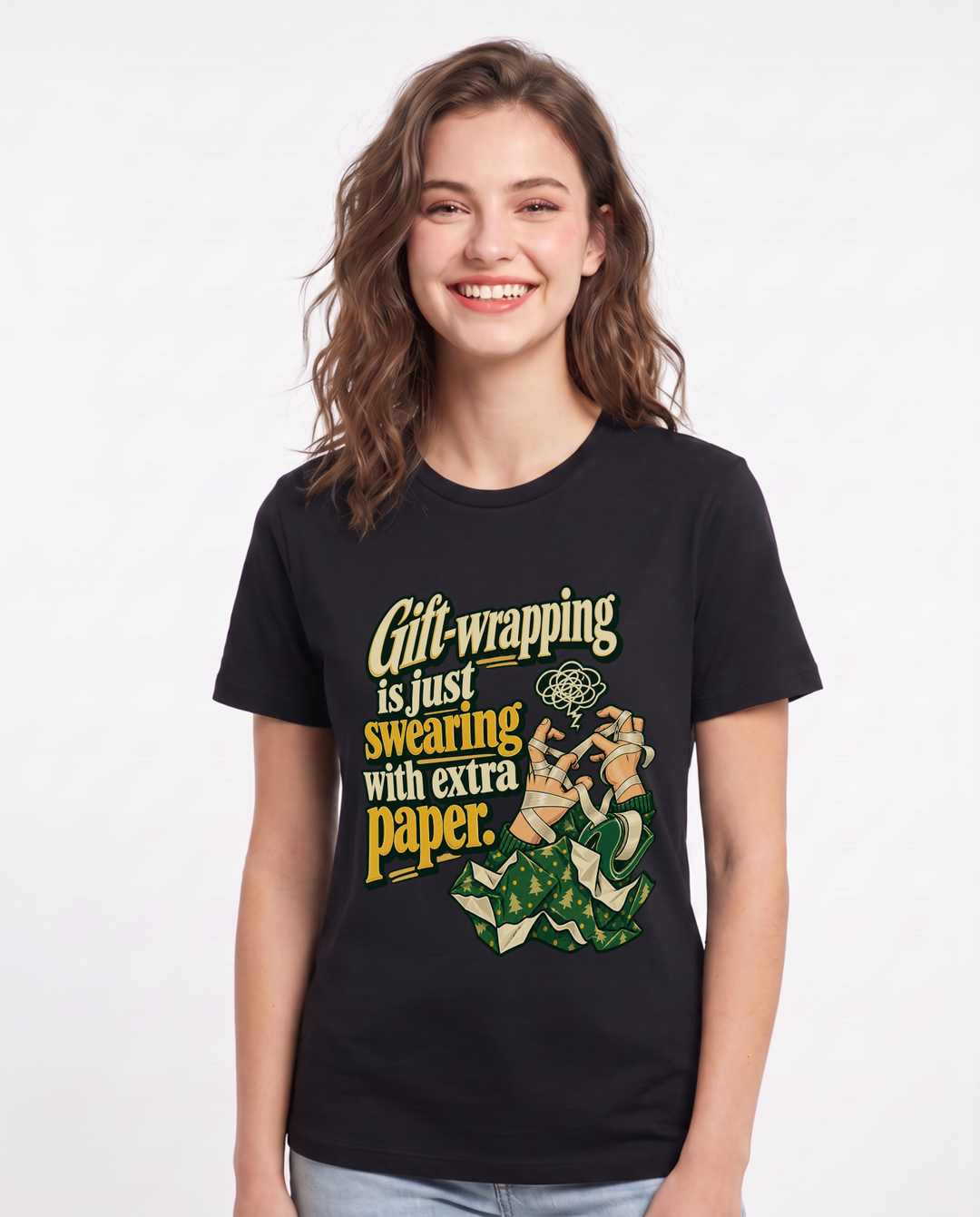 Christmas Black T-Shirt for Women – Holiday Theme Graphic Tee product image 3