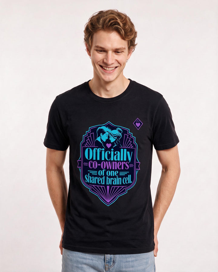 Couples Men's Black T-Shirt - Officially co-owners of one shared brain product image 3