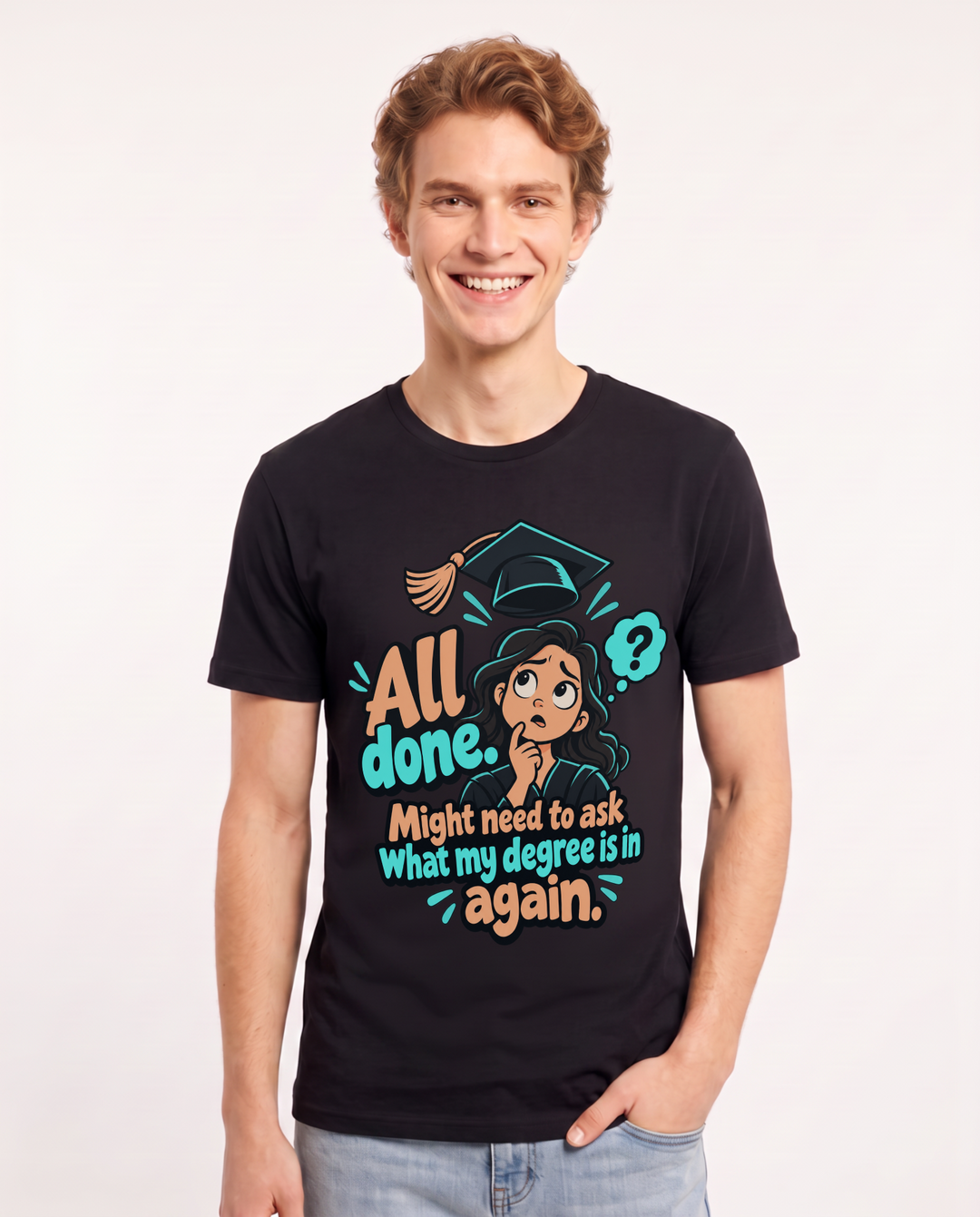 Graduation Black T-Shirt for Men – Everyday Expression Graphic Tee product image 3