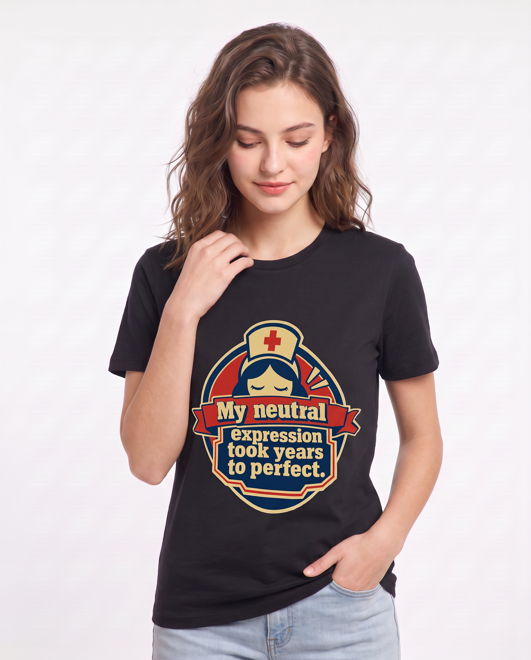 Nurse Gift Women's Black T-Shirt - My neutral expression took years to product image 3