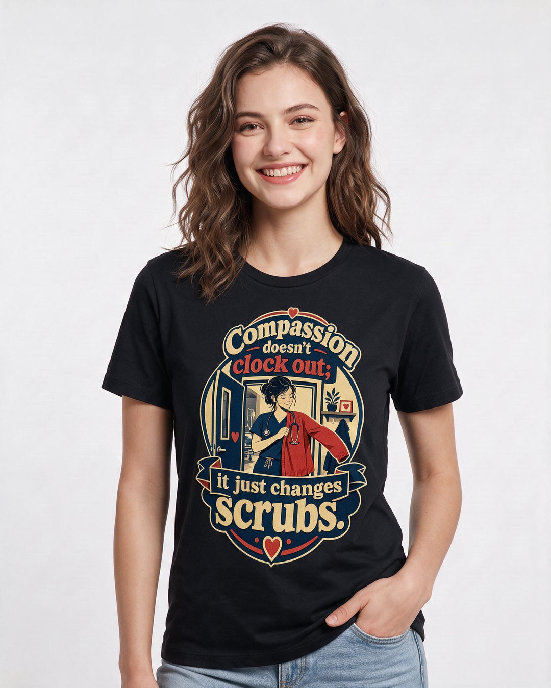 Nurse Black T-Shirt for Women – Nursing Life Graphic Tee product image 1