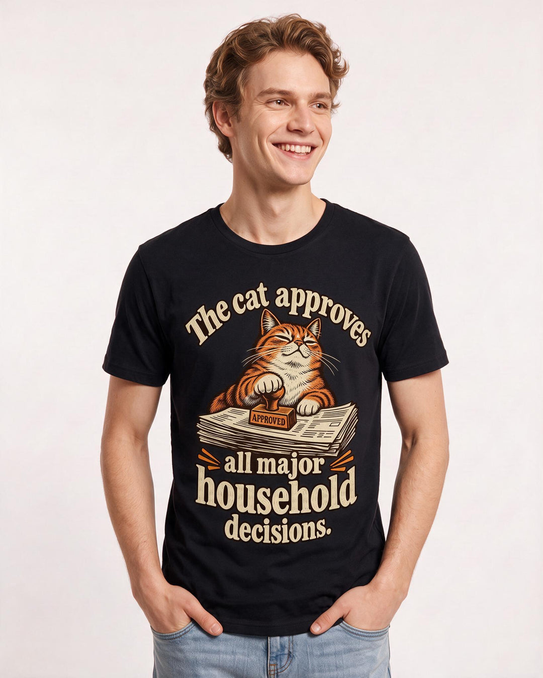 Cat Lover Black T-Shirt for Men – Everyday Expression Graphic Tee product image 1