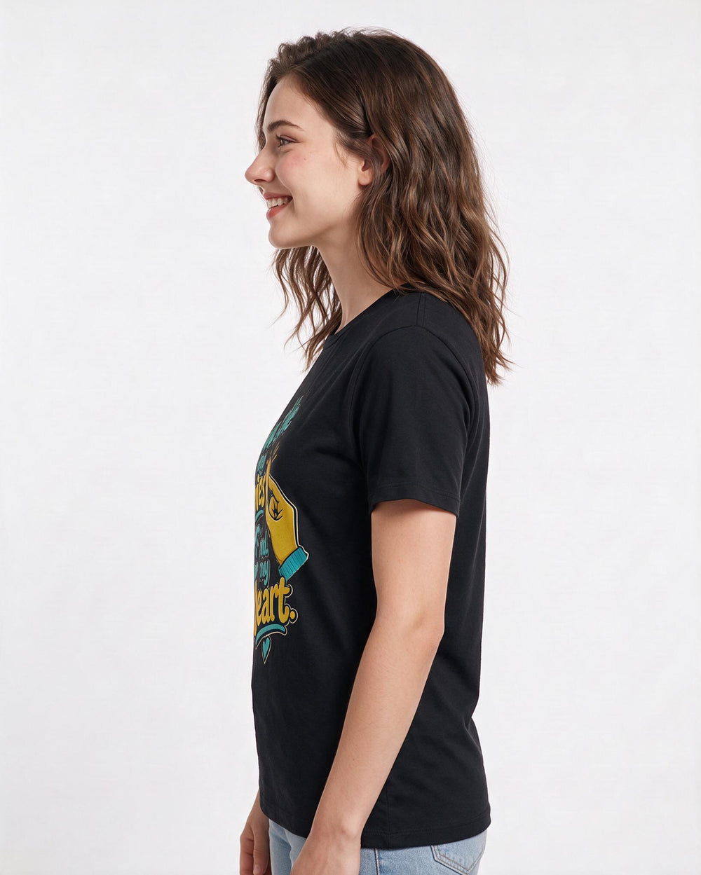 Couples Black T-Shirt for Women – Everyday Expression Graphic Tee product image 2