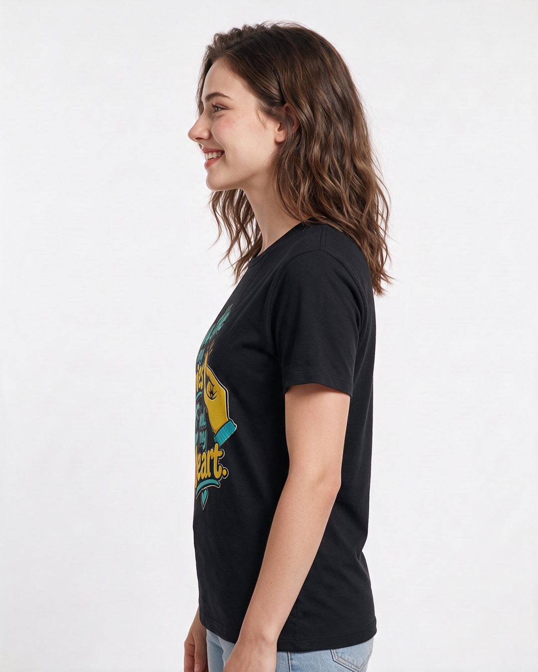 Couples Black T-Shirt for Women – Everyday Expression Graphic Tee product image 2