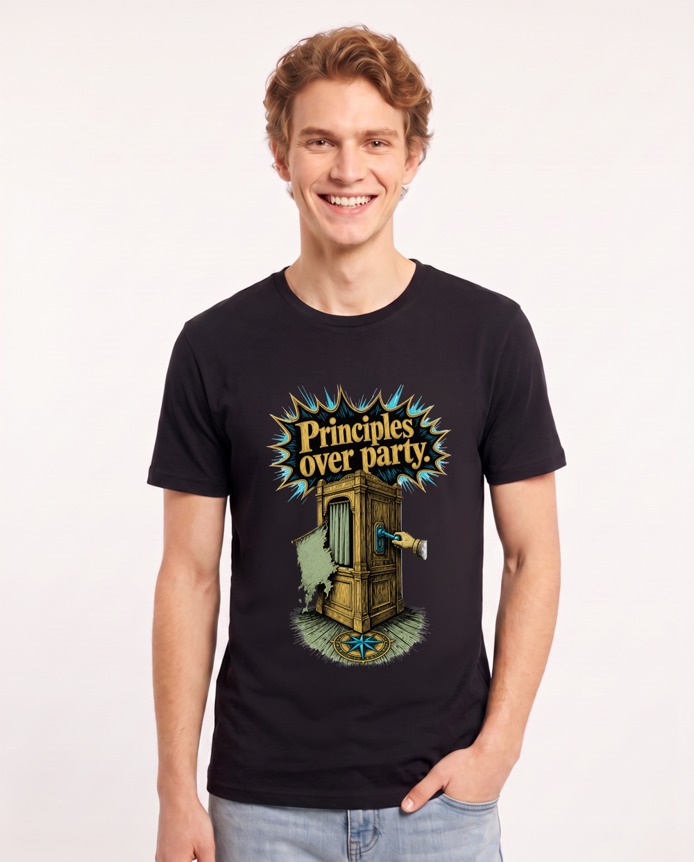 Principles over party. - Men's Black T-Shirt product image 2