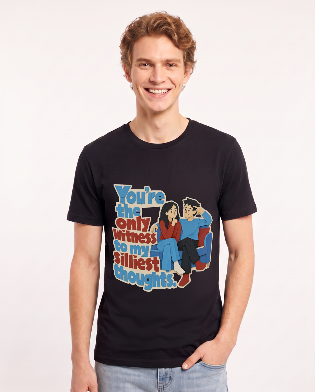Couples Black T-Shirt for Men – Everyday Expression Graphic Tee product image 3