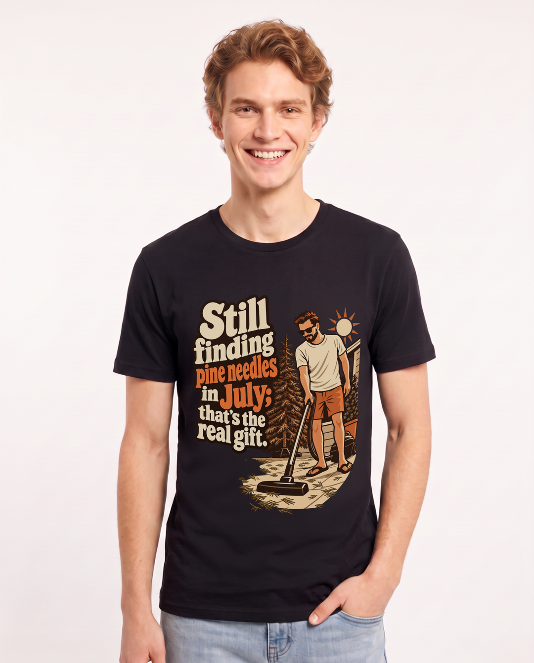 Christmas Black T-Shirt for Men – Holiday Theme Graphic Tee product image 3