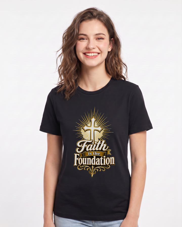 Faith is the Foundation Women's Black T-Shirt product image 2