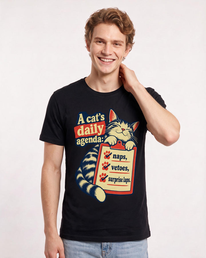 Cat Lover Black T-Shirt for Men – Everyday Expression Graphic Tee product image 1