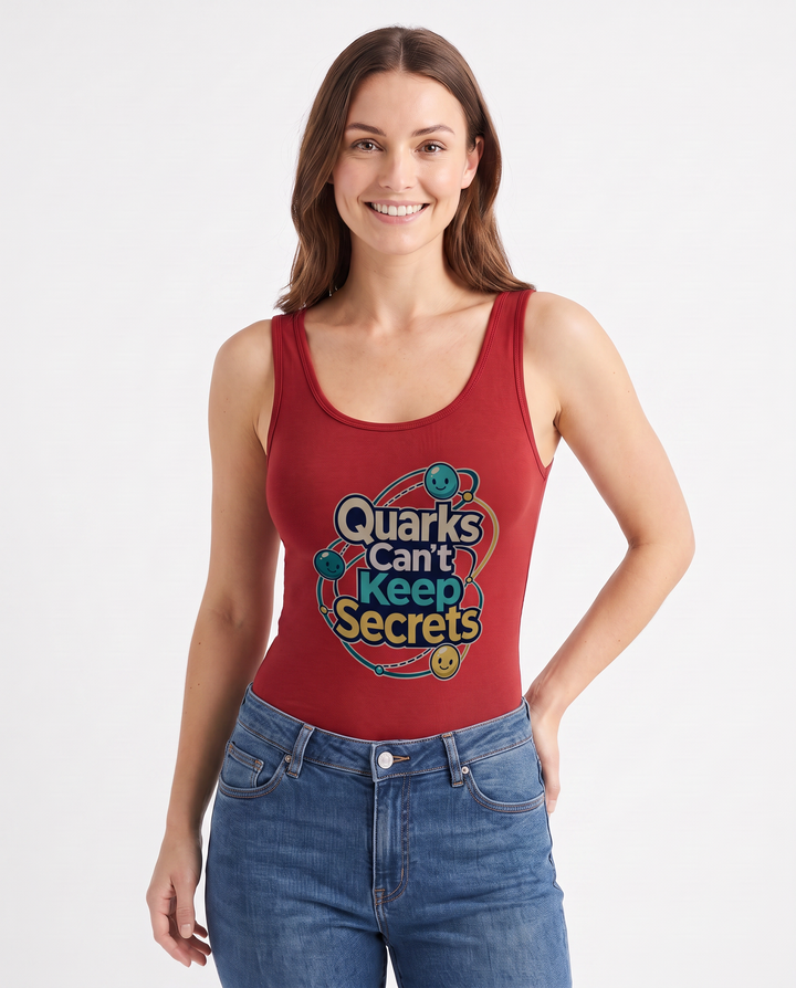 Quarks Can't Keep Secrets Sleeveless Tank Bodysuit mockup 3