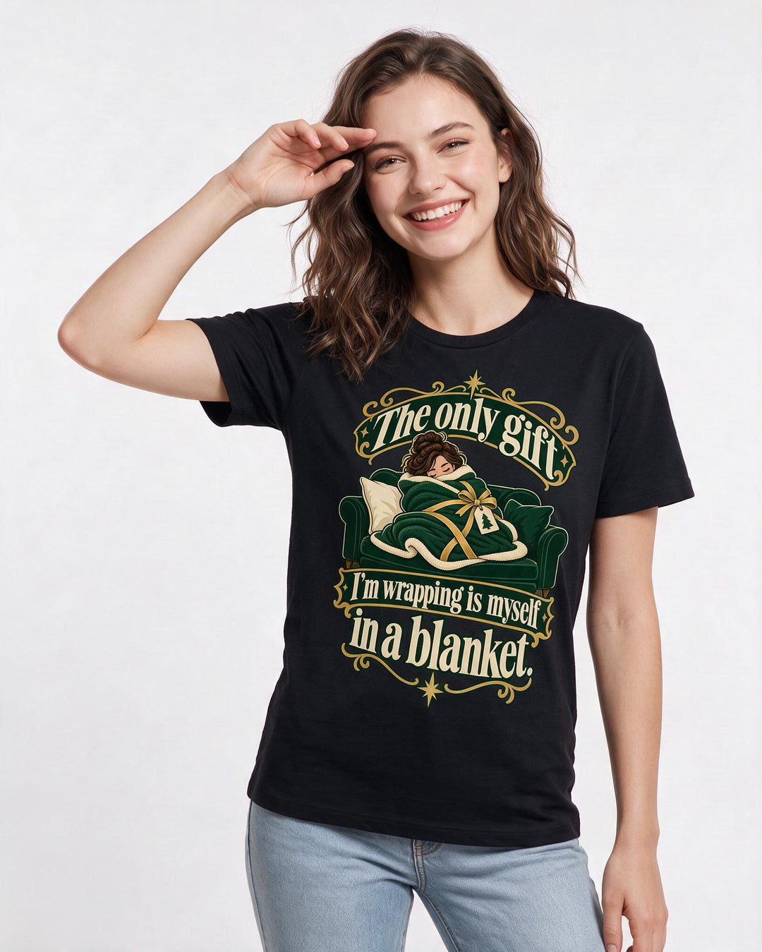 Christmas Black T-Shirt for Women – Holiday Theme Graphic Tee product image 1