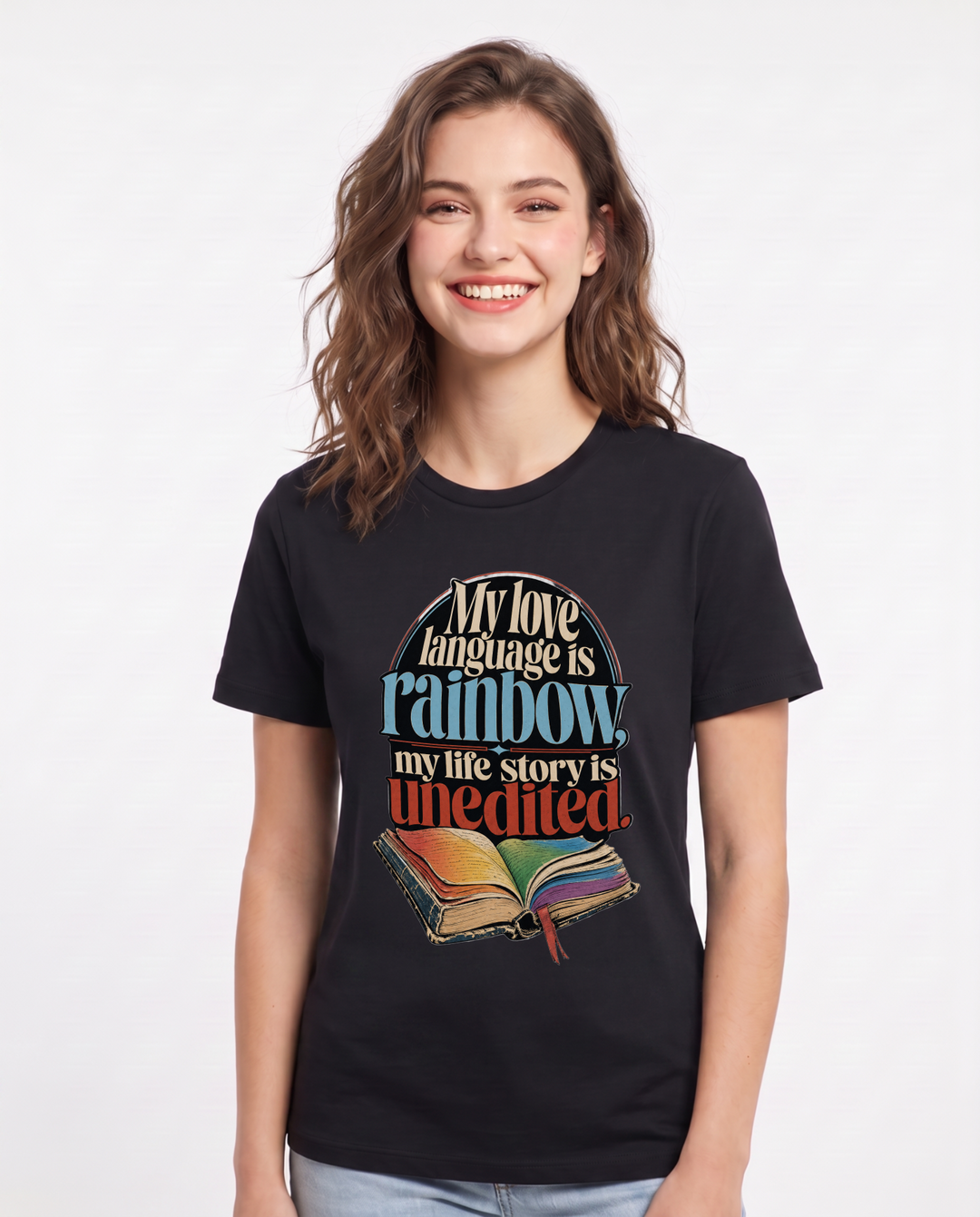 Pride Women's Black T-Shirt – My love language is rainbow, my life product image 1