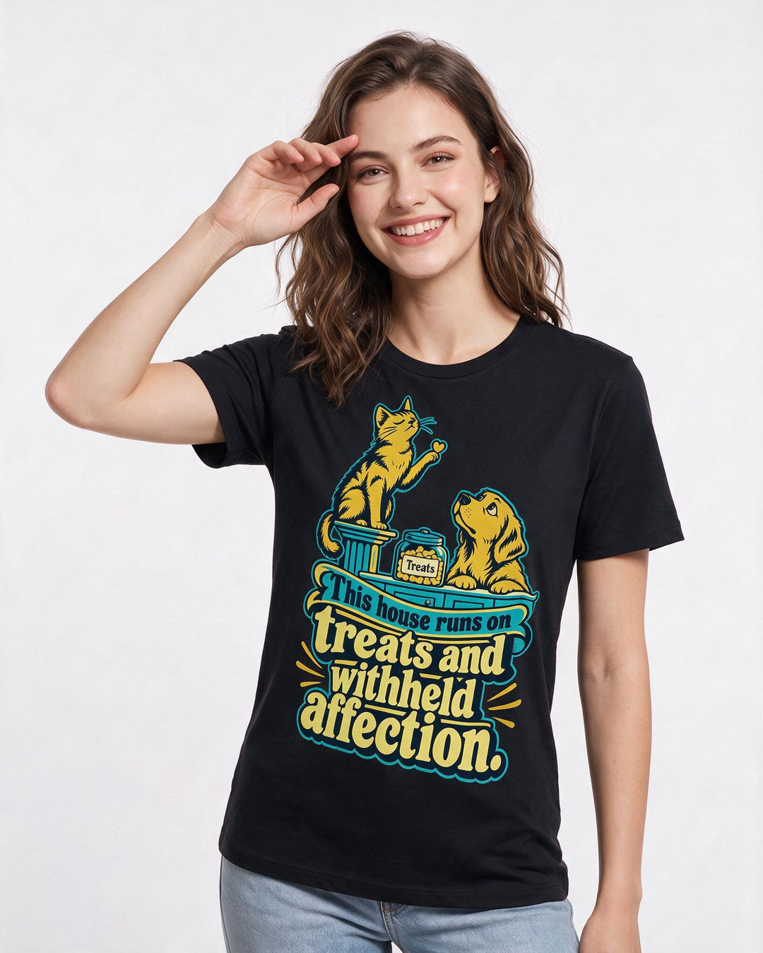 Cat Lover Black T-Shirt for Women – Everyday Expression Graphic Tee product image 1