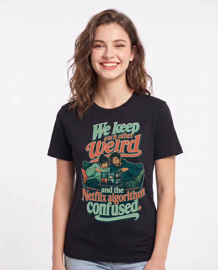 Couples Black T-Shirt for Women – Everyday Expression Graphic Tee product image 3