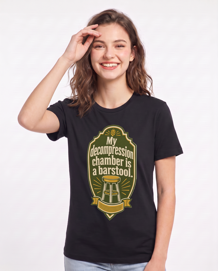 Funny Beer Women's Black T-Shirt - My decompression chamber is a product image 3