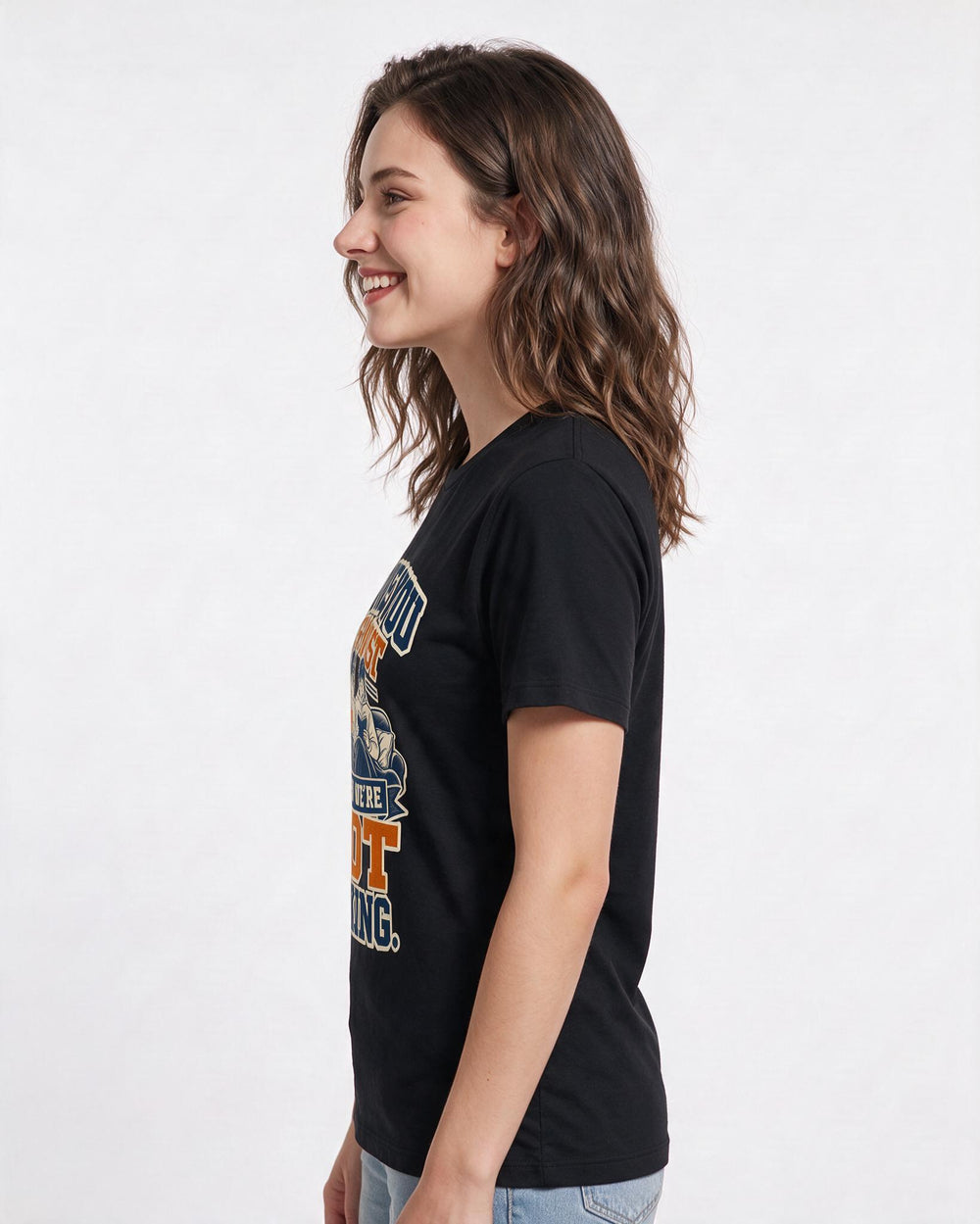 Couples Women's Black T-Shirt – I love you the most when we're not talking. product image 2