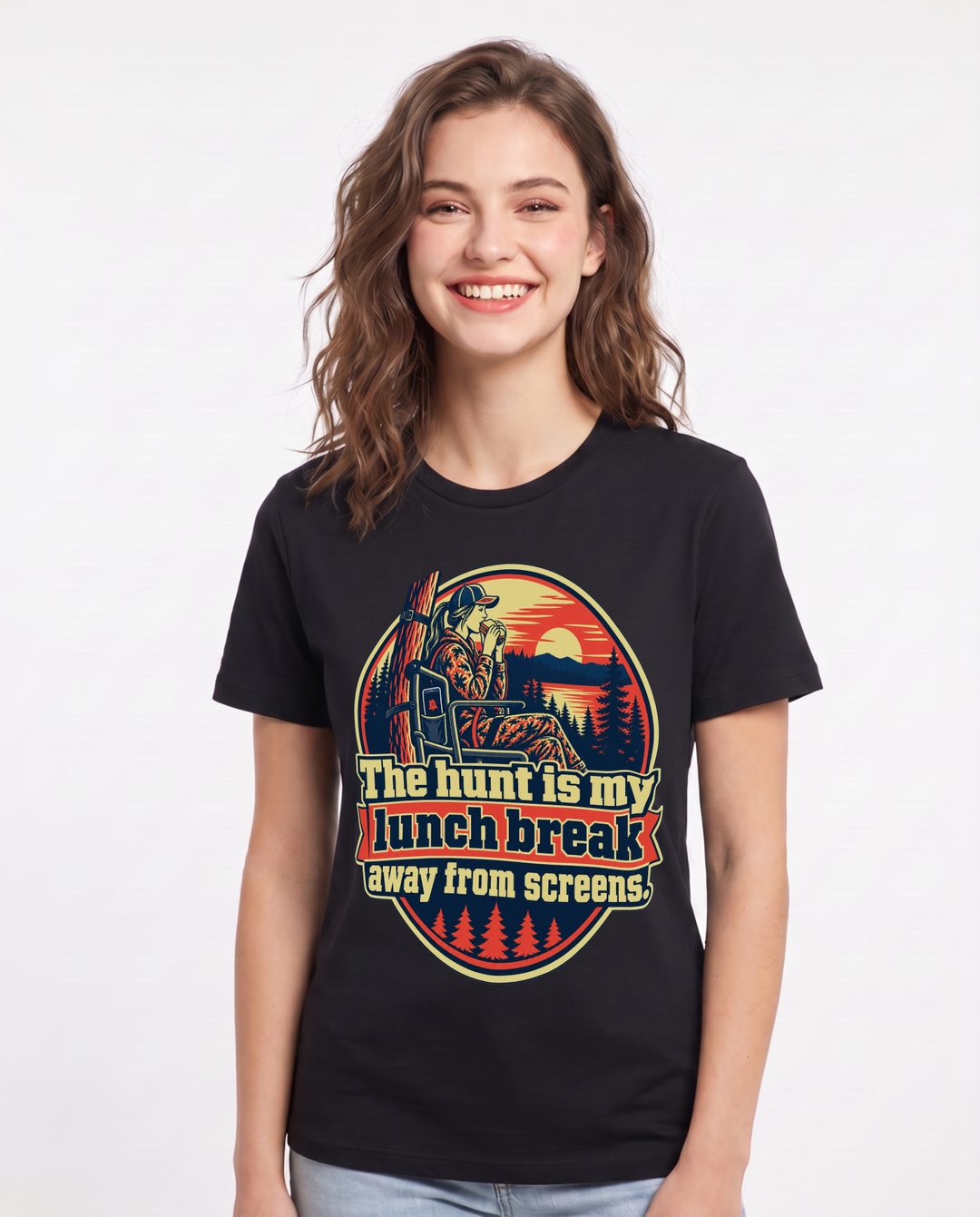 Hunting Black T-Shirt for Women – Everyday Expression Graphic Tee product image 3