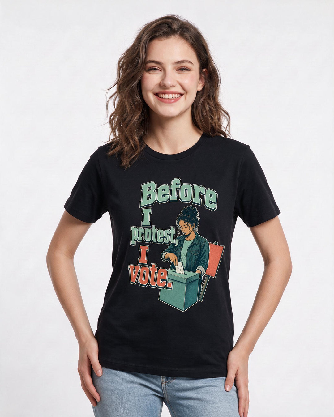 Political Statement Black T-Shirt for Women – Everyday Expression Graphic Tee product image 1
