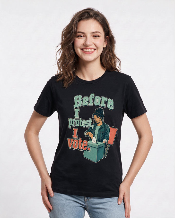 Political Statement Black T-Shirt for Women – Everyday Expression Graphic Tee product image 1