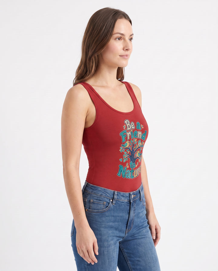 Be A Friend To Nature Sleeveless Tank Bodysuit mockup 2