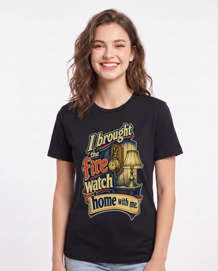 Veteran Women's Black T-Shirt – I brought the fire watch home with me. product image 1