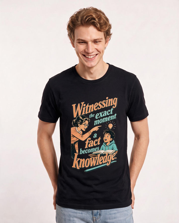 Teacher Men's Black T-Shirt – Witnessing the exact moment a fact product image 3