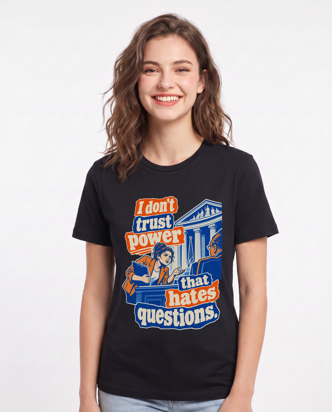 Political Statement Black T-Shirt for Women – Everyday Expression Graphic Tee product image 3