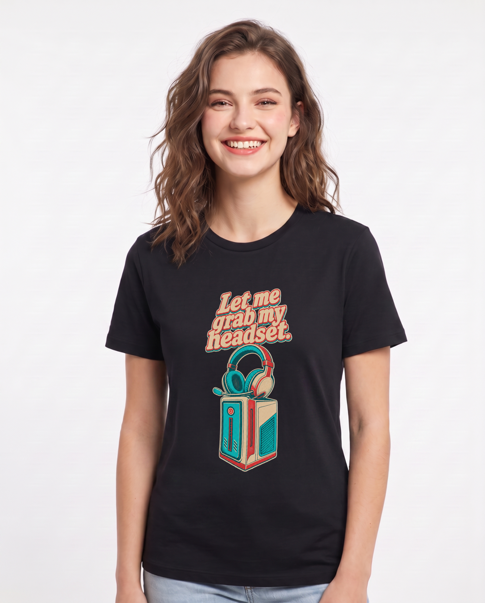 Let me grab my headset. - Women's Black T-Shirt product image 2