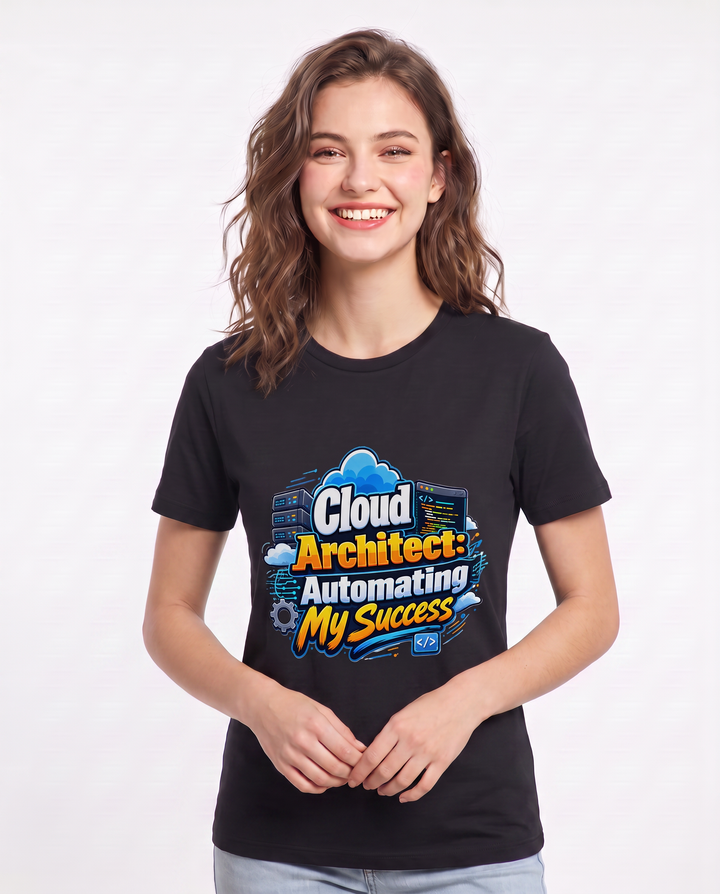 Cloud Architect: Automating My Success Women's Black T-Shirt product image 1