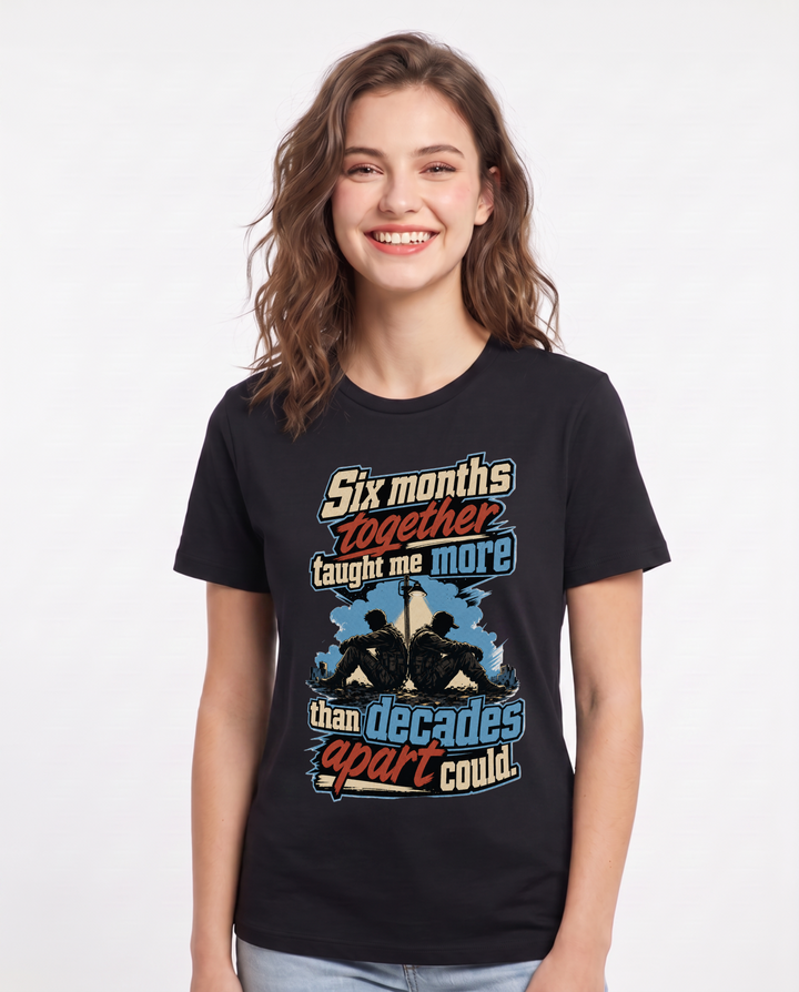 Veteran Women's Black T-Shirt – Six months together taught me more product image 1