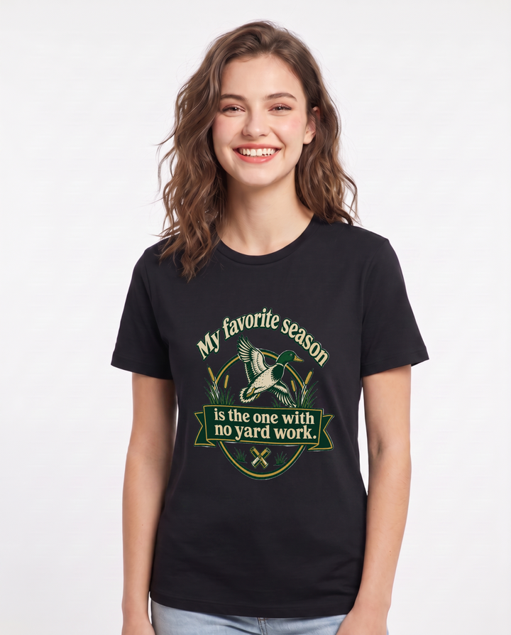 Hunting Women's Black T-Shirt - My favorite season is the one with no product image 1