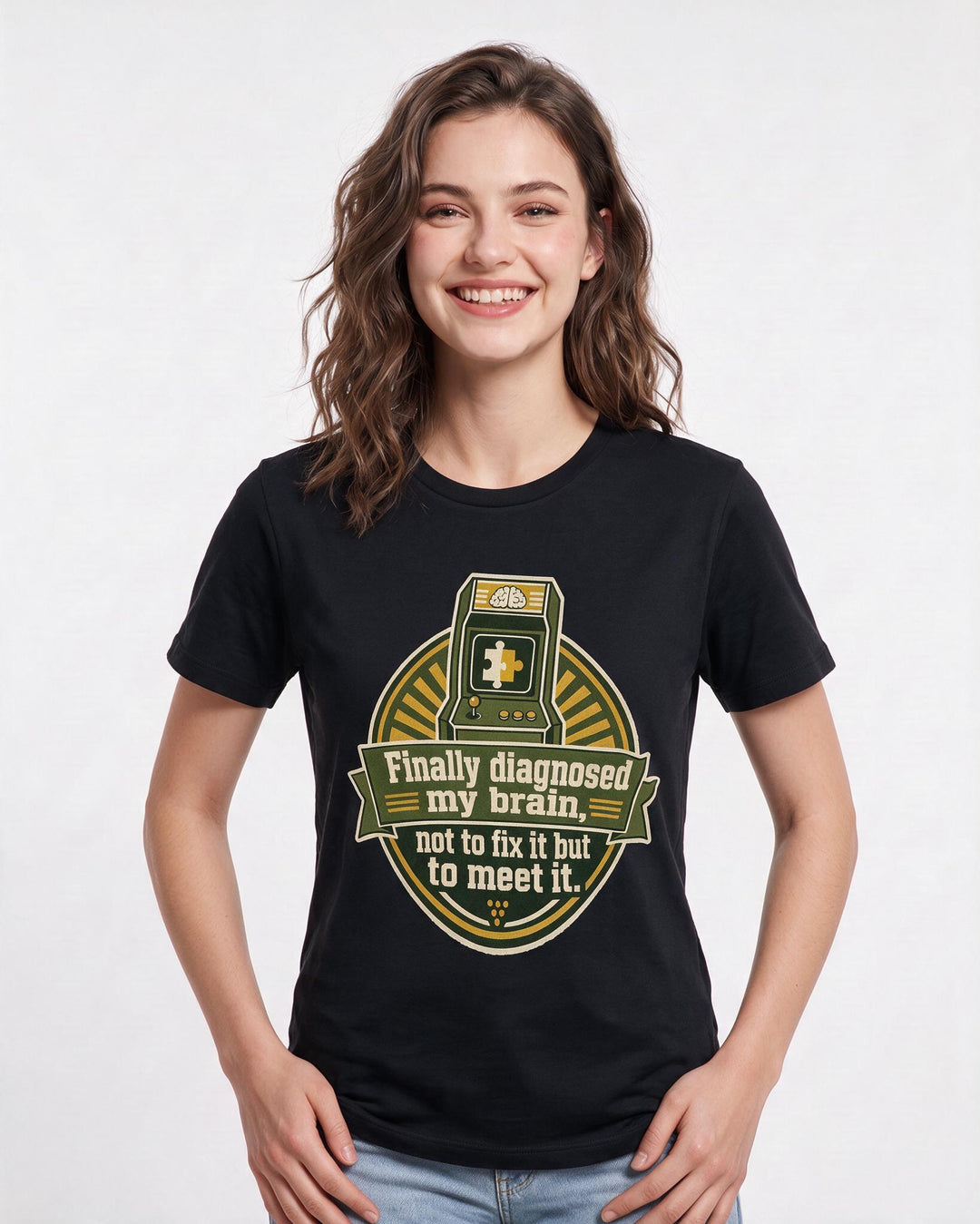 Graphic Women's Black T-Shirt - Finally diagnosed my brain, not to fix product image 3
