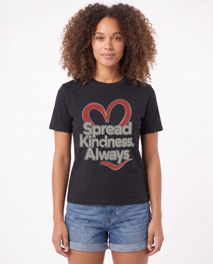 Spread Kindness, Always Black T-Shirt mockup 1