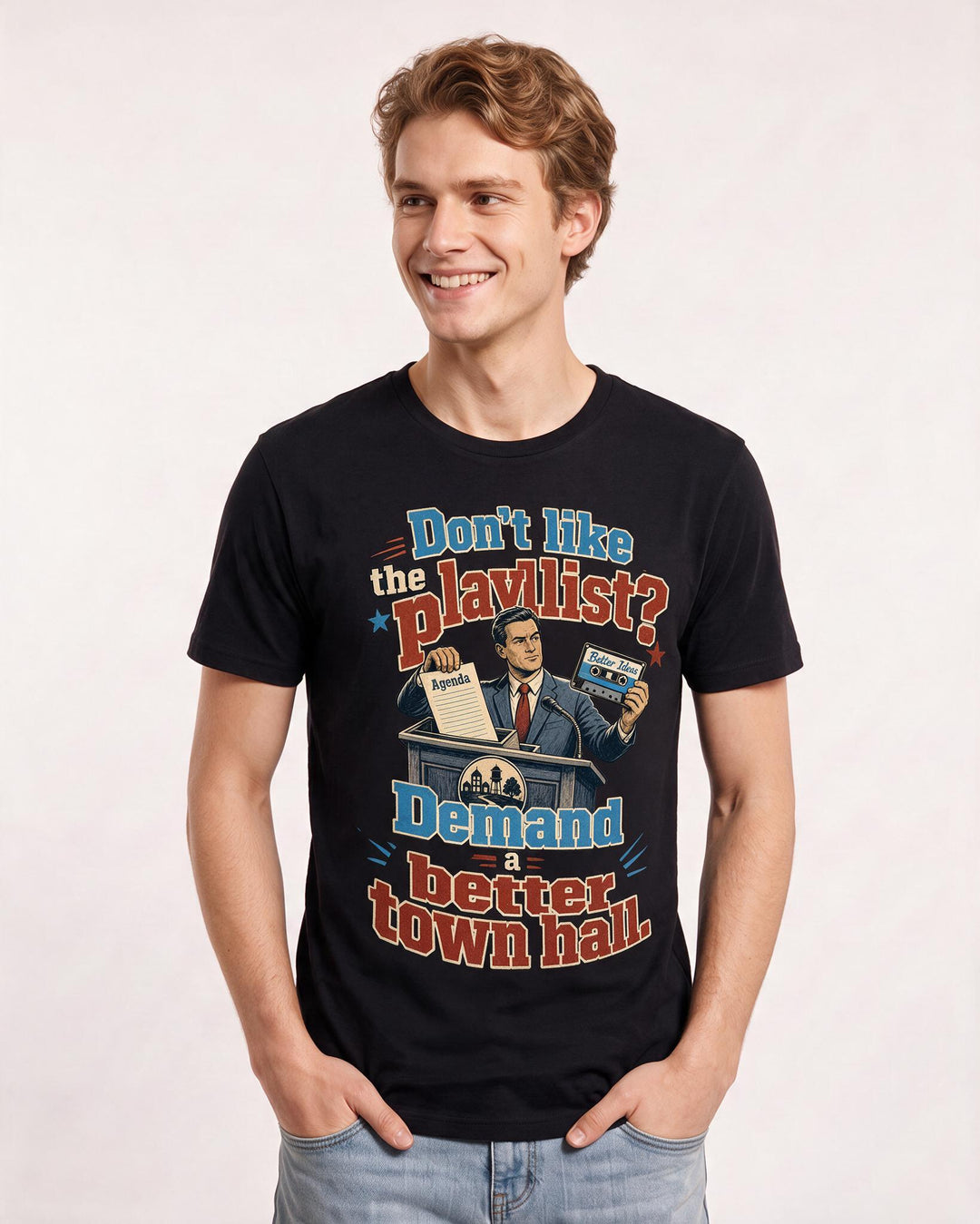 Political Statement Black T-Shirt for Men – Everyday Expression Graphic Tee product image 1