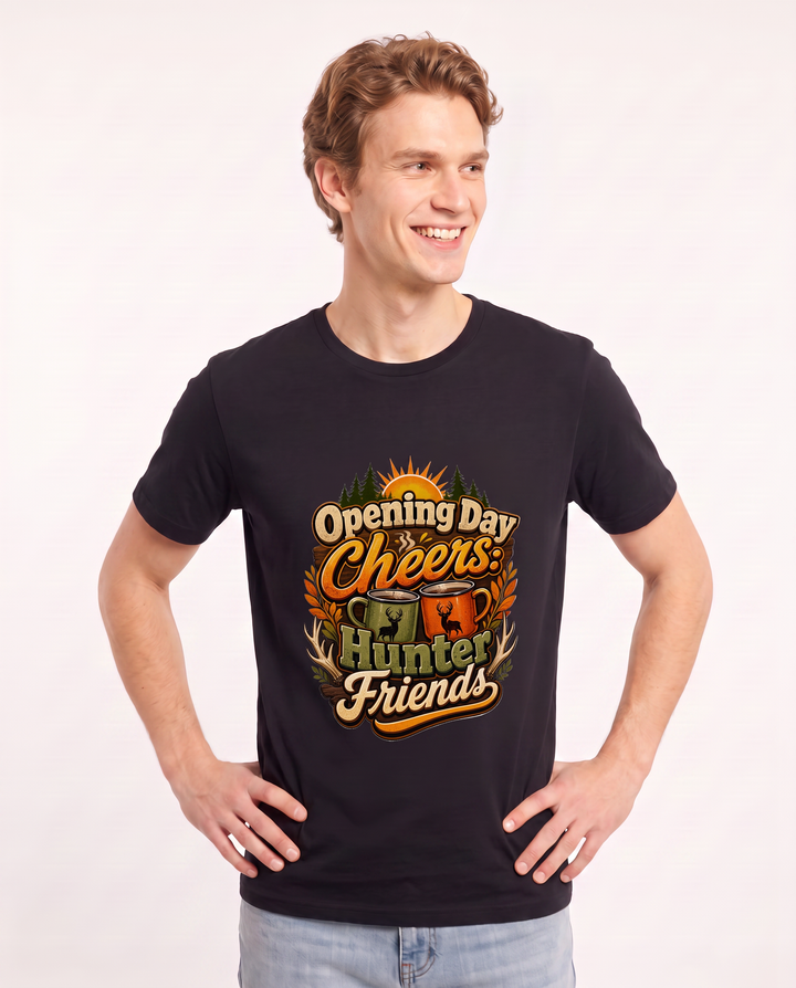 Opening Day Cheers: Hunter Friends Men's Black T-Shirt product image 1