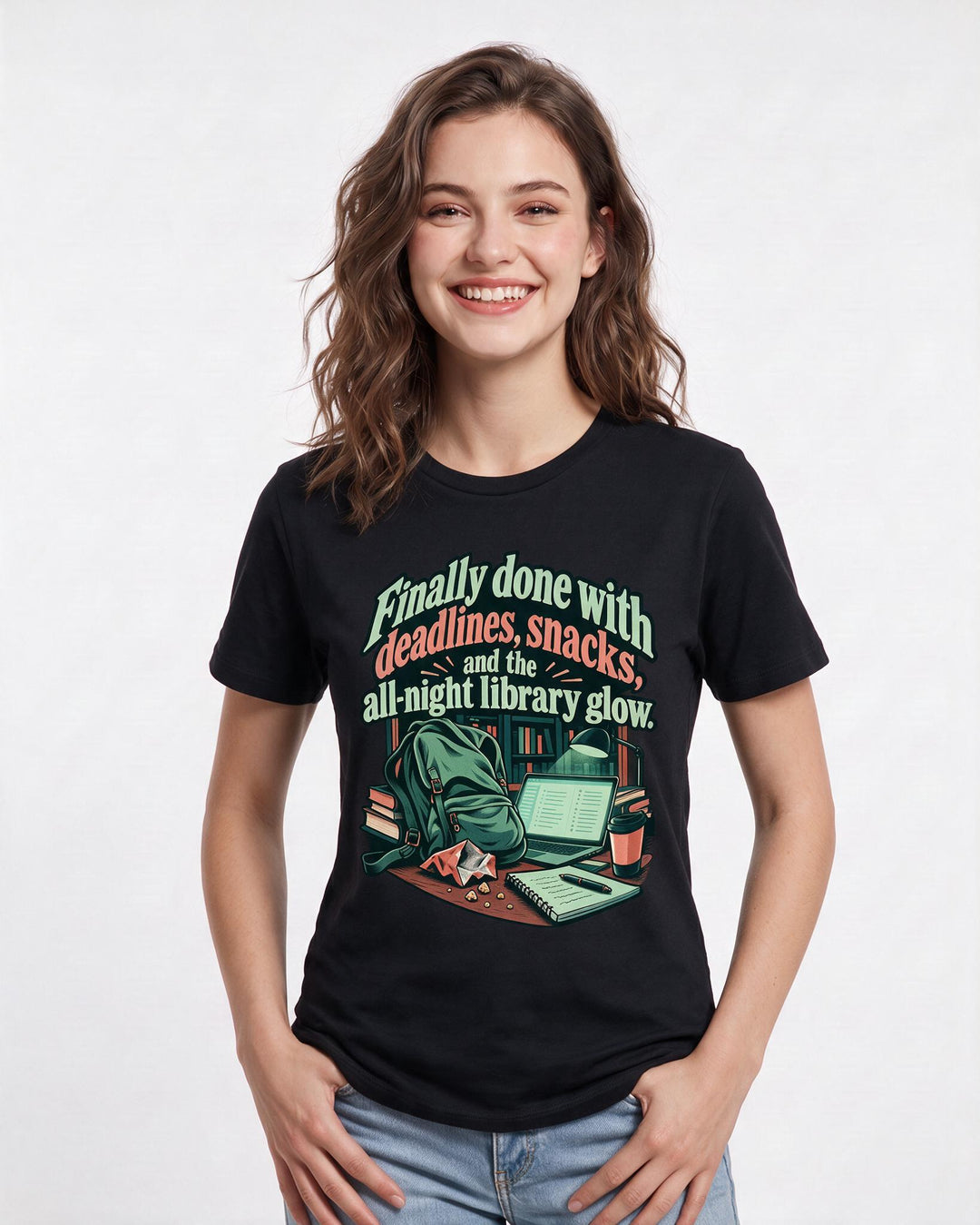 Graduation Black T-Shirt for Women – Everyday Expression Graphic Tee product image 1