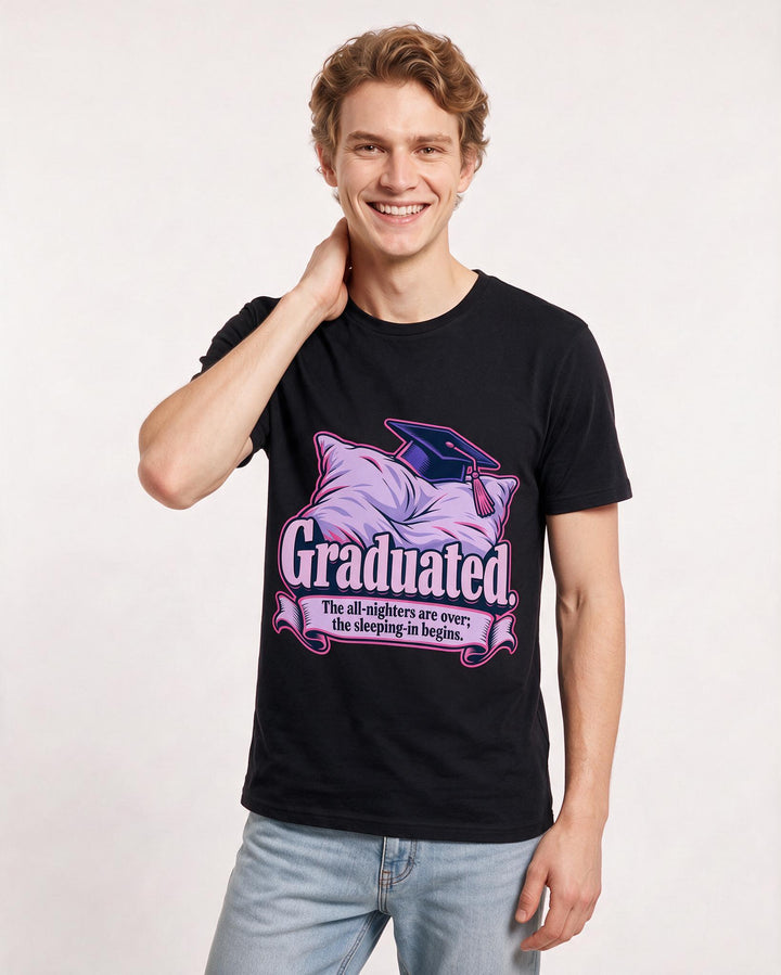 Graduation Black T-Shirt for Men – Everyday Expression Graphic Tee product image 1