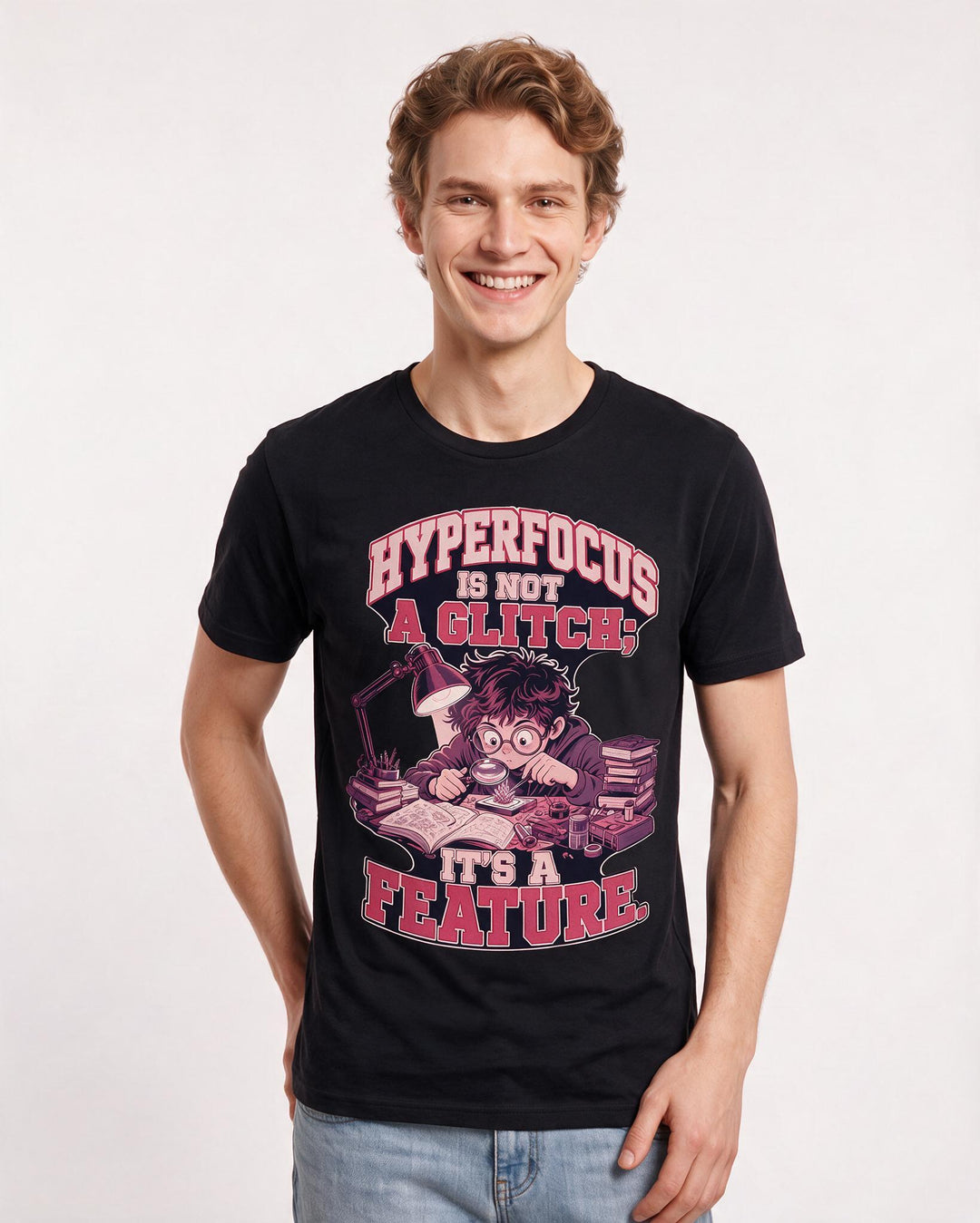 Neurodiversity Men's Black T-Shirt – Hyperfocus is not a glitch; it's a feature. product image 3