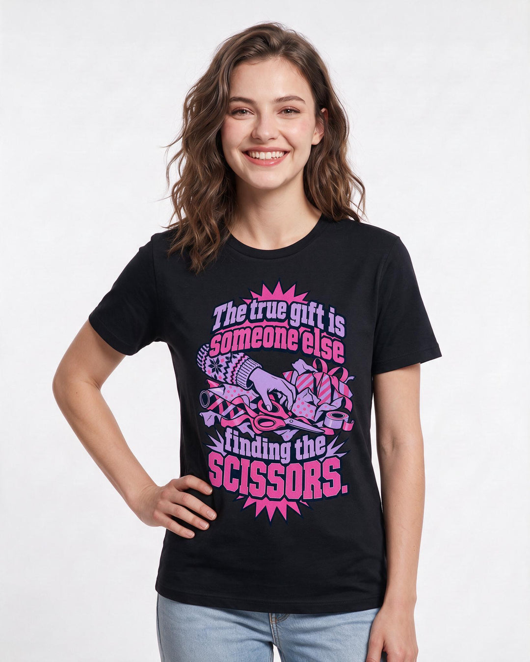 Christmas Black T-Shirt for Women – Holiday Theme Graphic Tee product image 1