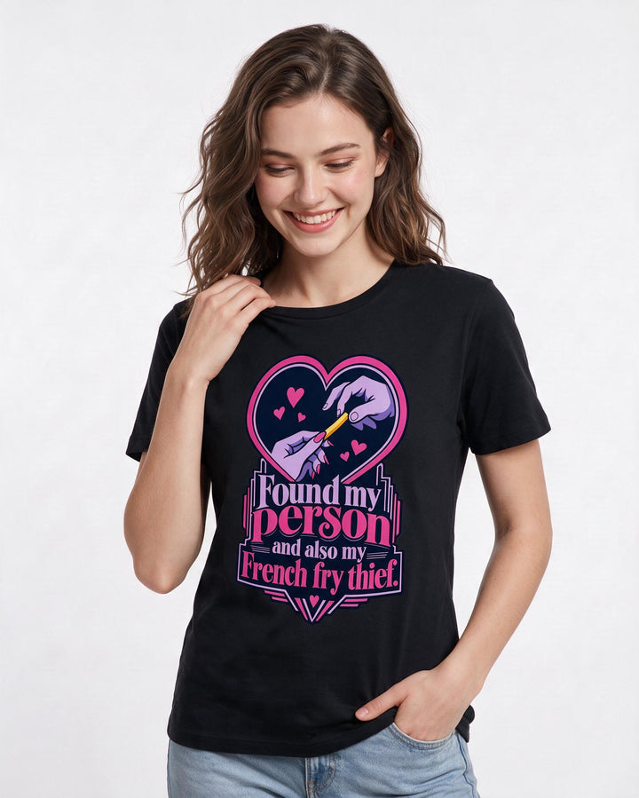 Couples Black T-Shirt for Women – Everyday Expression Graphic Tee product image 1