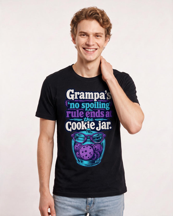 Grandpa Men's Black T-Shirt – Grampa's 'no spoiling' rule ends at the cookie jar. product image 3