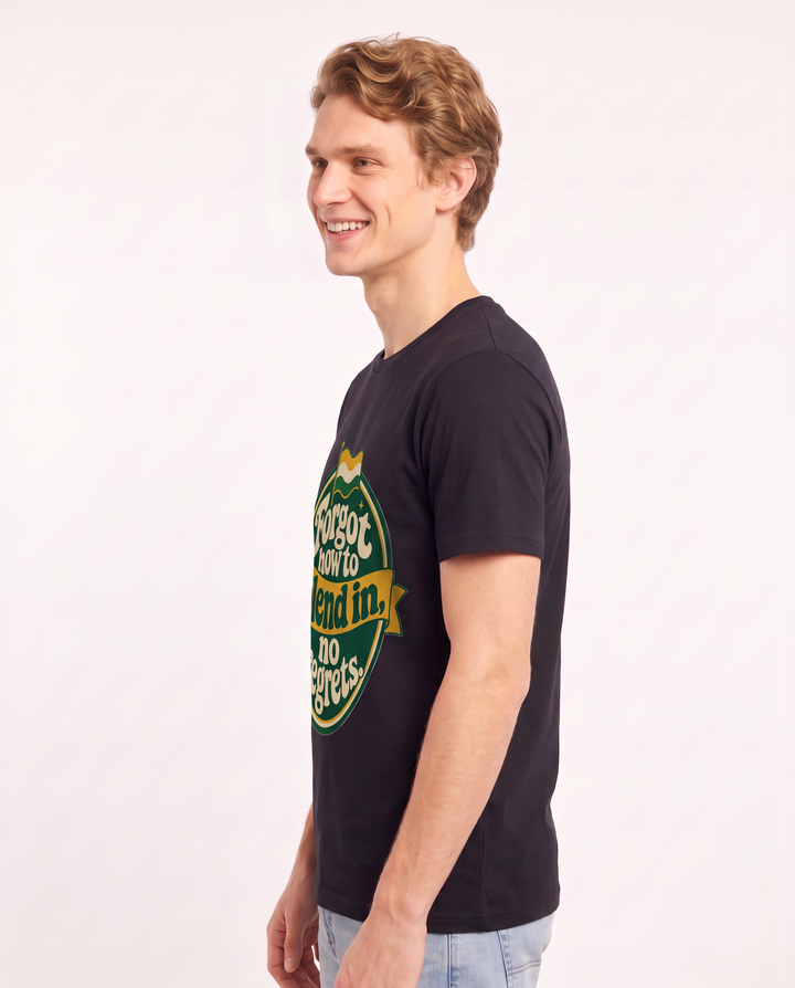 Graphic Men's Black T-Shirt - Forgot how to blend in, no regrets. product image 2