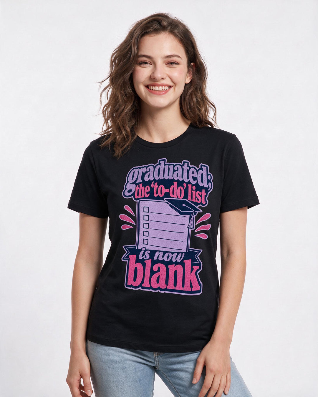 Graduation Black T-Shirt for Women – Everyday Expression Graphic Tee product image 1